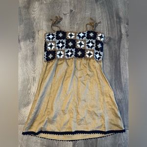 Zara CONTRAST CROCHET LINEN DRESS